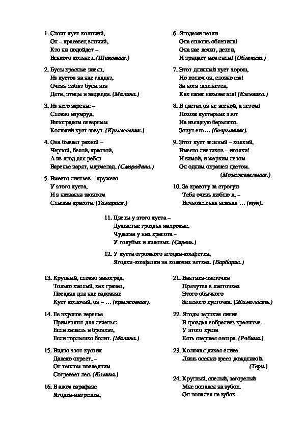 Загадки про деревьях для детей с ответами