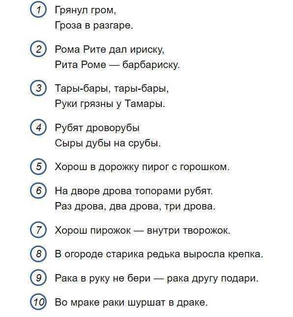 Лучшие скороговорки для развития речи и тренировки дикции у взрослых