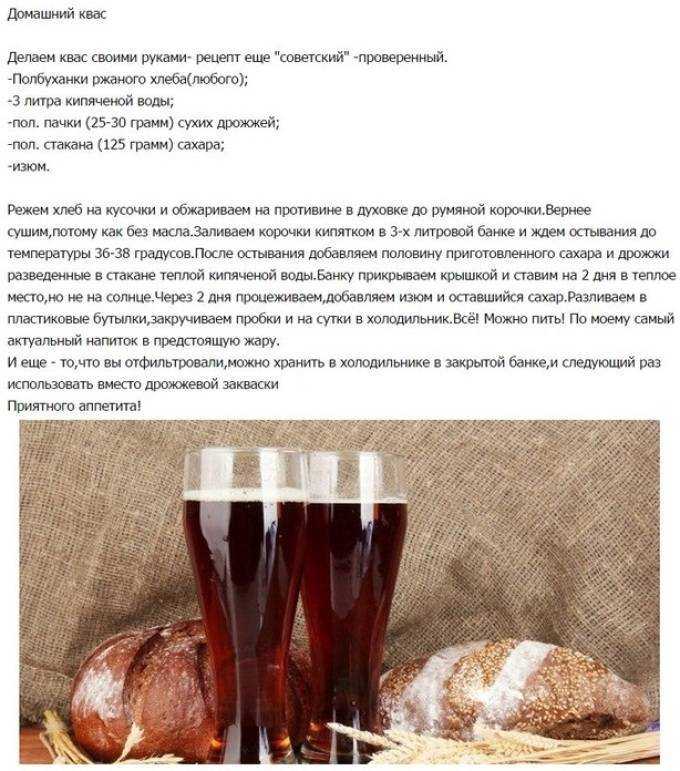 Домашний квас — 6 рецептов приготовления хлебного кваса