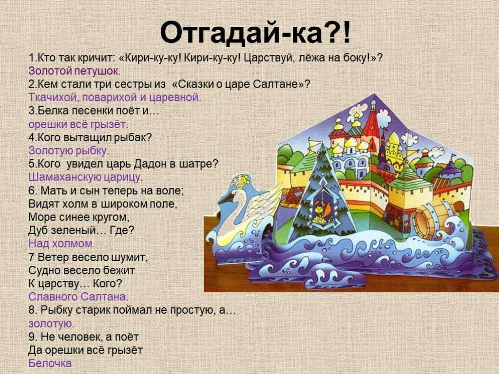 Отгадайте героя и назовите сказку пушкина