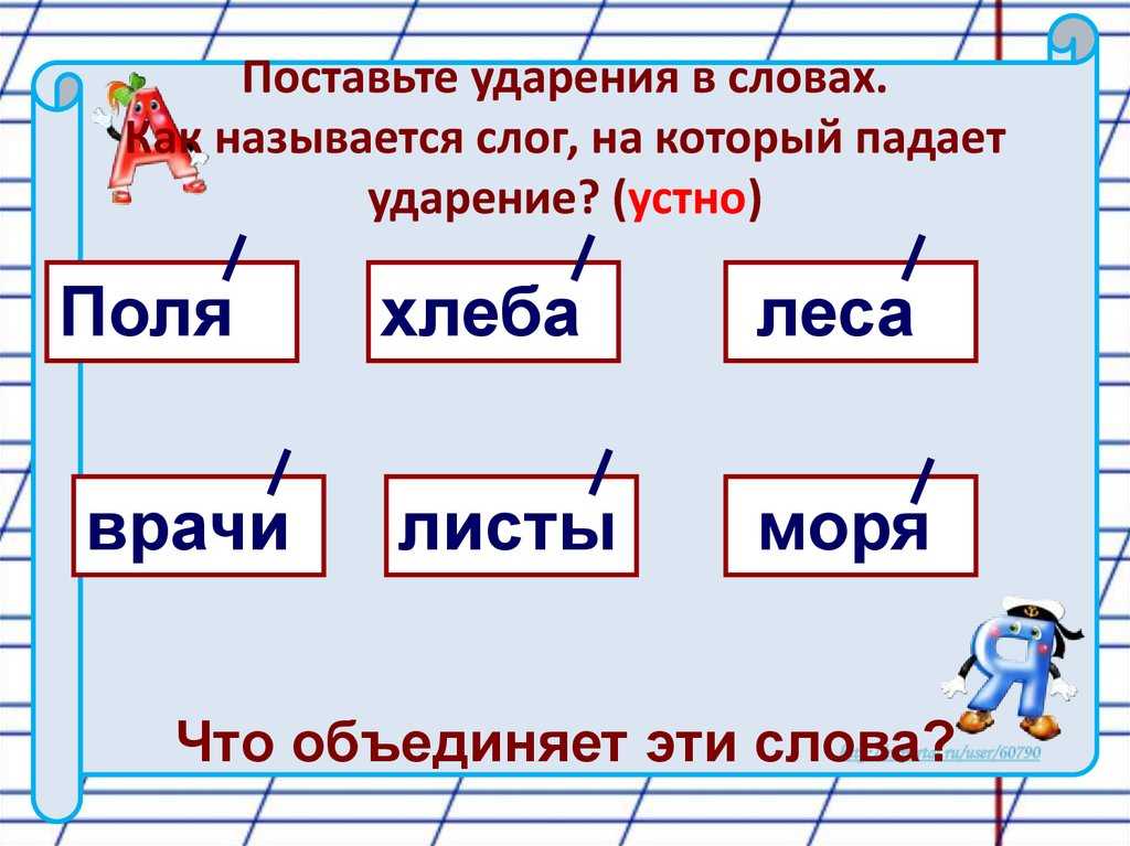 План конспект урока по русскому языку 1 класс ударение