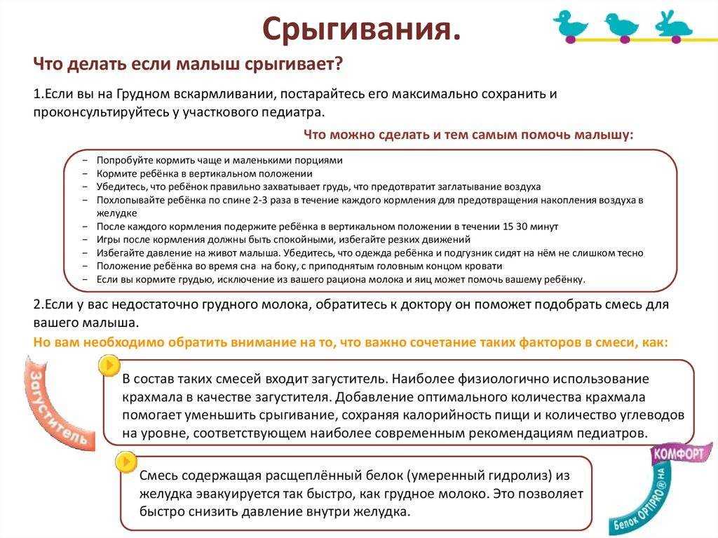 Частые и обильные срыгивания у ребенка до года: причины патологии и меры по ее устранению
