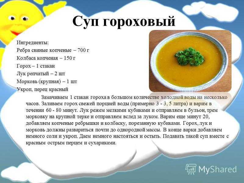 Технологическая карта суп гороховый с мясом